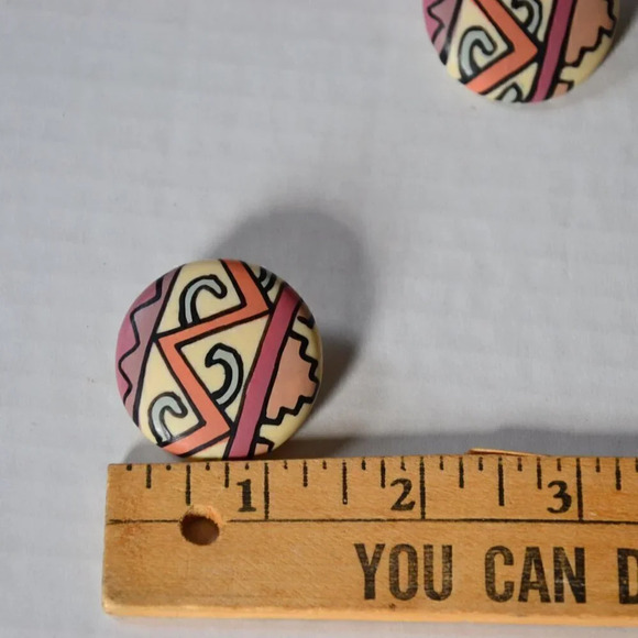 Vtg 80's Large  Funky Clip on Earrings - Picture 3 of 3